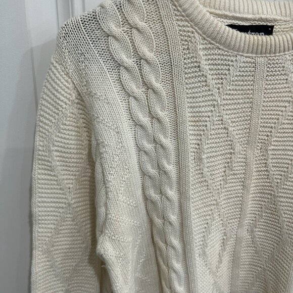 Jantzen Womens Ivory Cable Knit Crew Neck Sweater Size Medium Cozy Soft - Picture 4 of 9